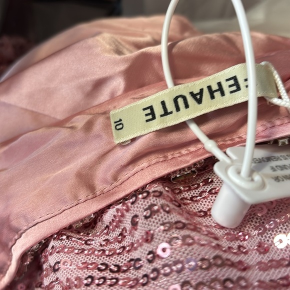 Pink Sequin Ruched Halter Gown - Picture 9 of 10